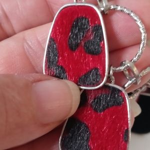 Red died cowhide necklace